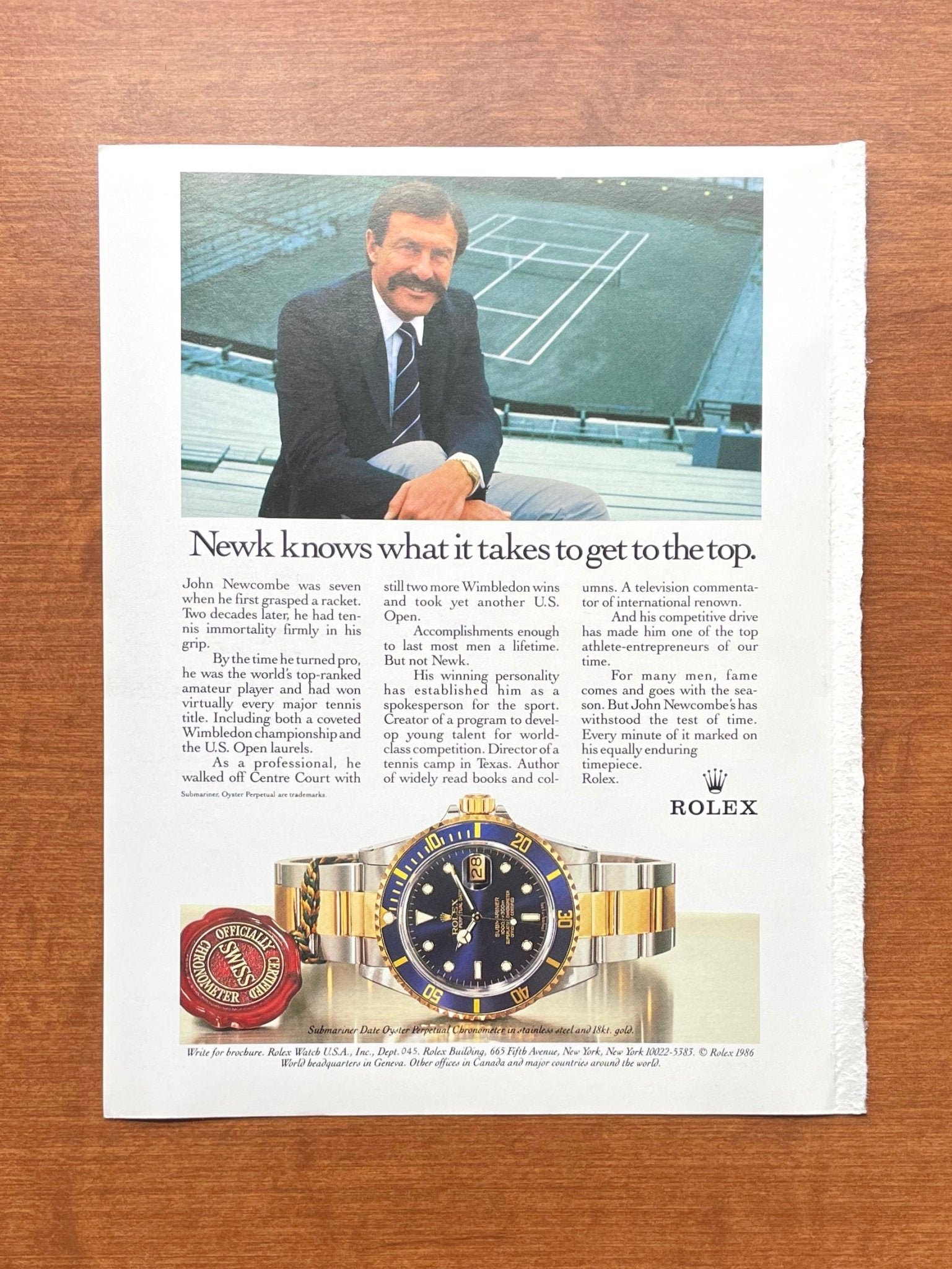 1986 Rolex Submariner Ref. 16803 "Bluesy" feat. John Newcombe Advertisement
