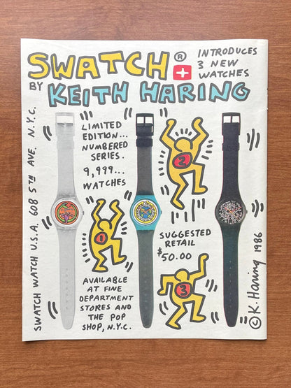 1986 Swatch Keith Haring Limited Edition Watches Advertisement