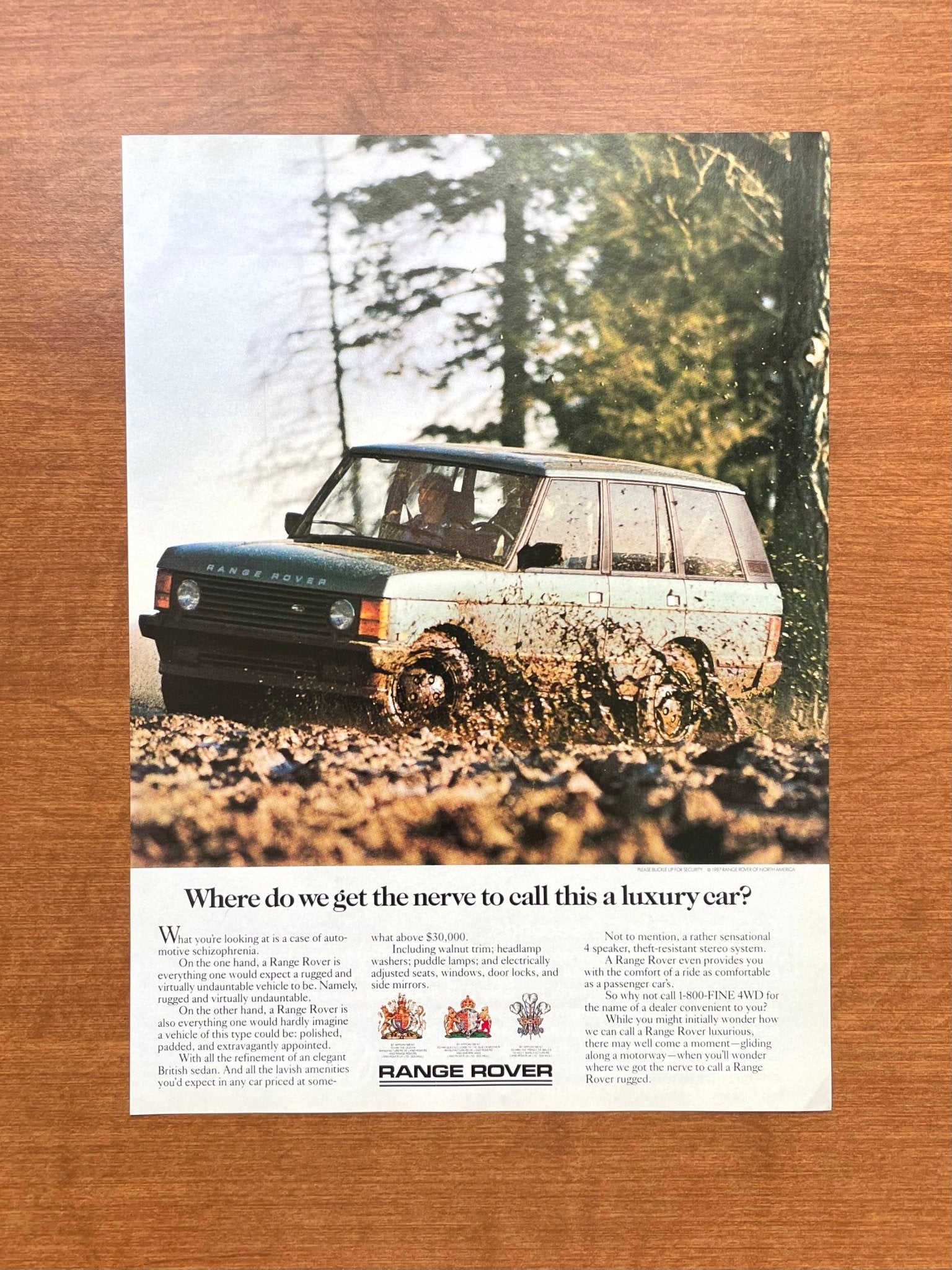 1987 Range Rover "nerve to call this a luxury car" Advertisement