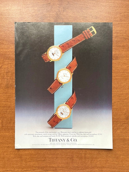 1988 Blancpain Watches double - signed Tiffany & Co. Advertisement