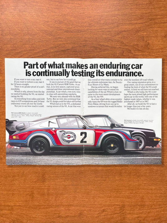 1988 Porsche Carrera RSR Turbo Martini Racing and 911 Carrera Advertisement
