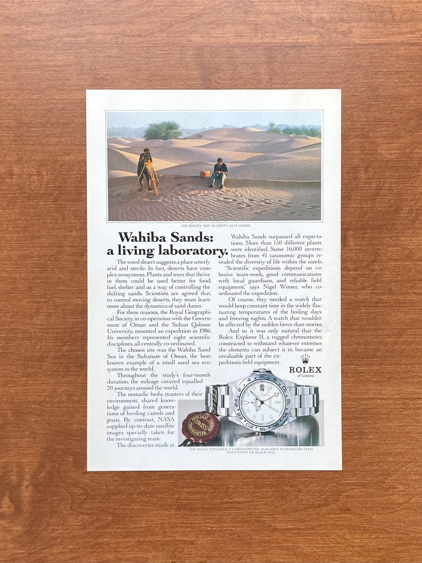 1988 Rolex Explorer II Ref. 16570 "Wahiba Sands" Advertisement