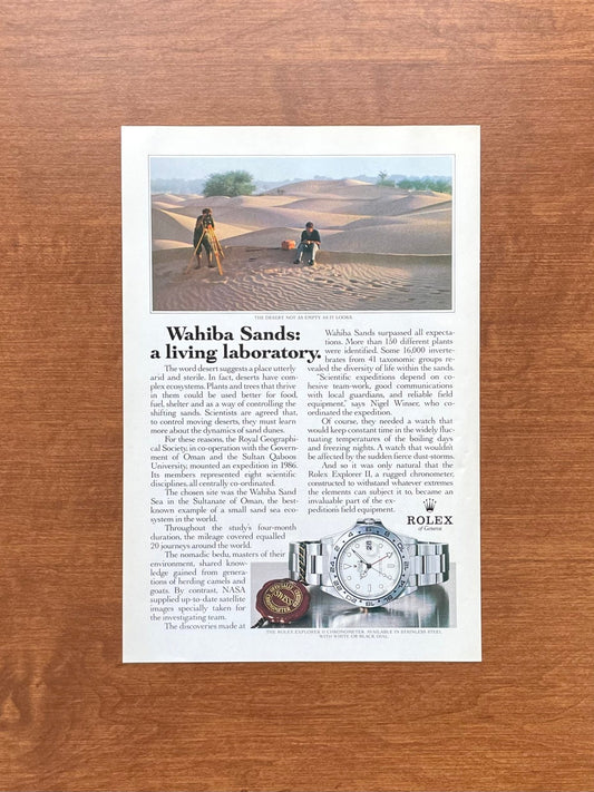 1988 Rolex Explorer II Ref. 16570 "Wahiba Sands" Advertisement