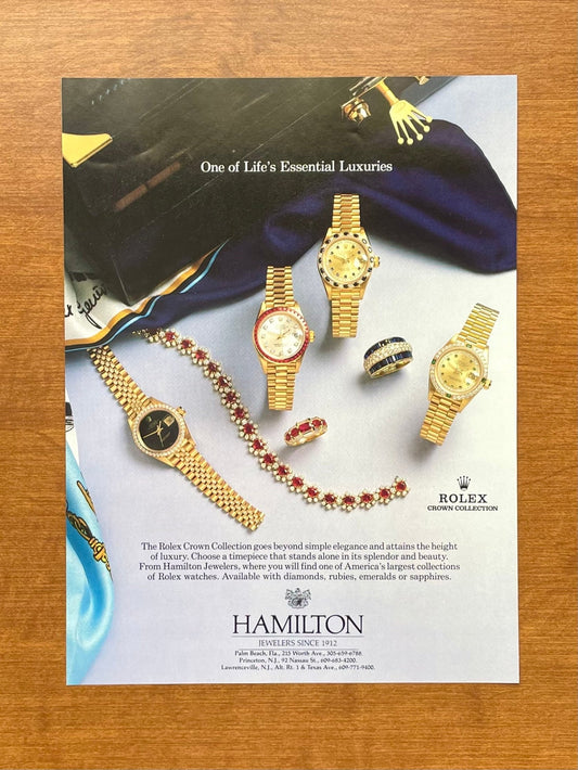1988 Rolex Lady Datejust Crown Collection "Essential Luxuries" Advertisement