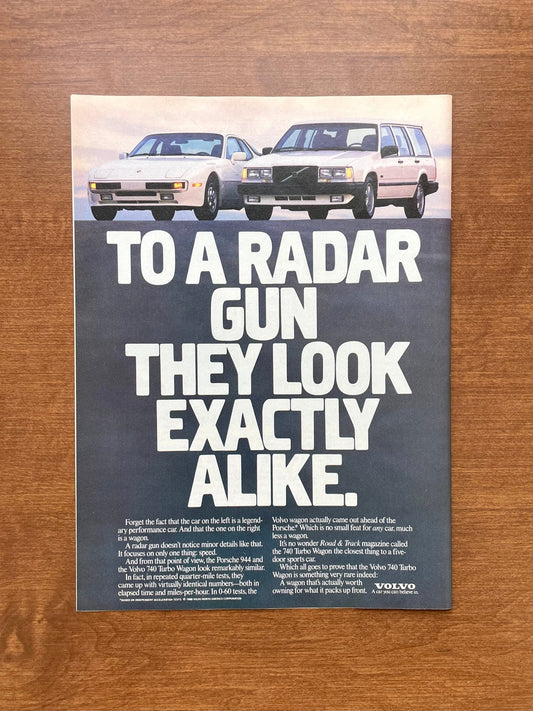 1988 Volvo 740 Turbo Wagon & Porsche 944 "Radar Gun" Advertisement