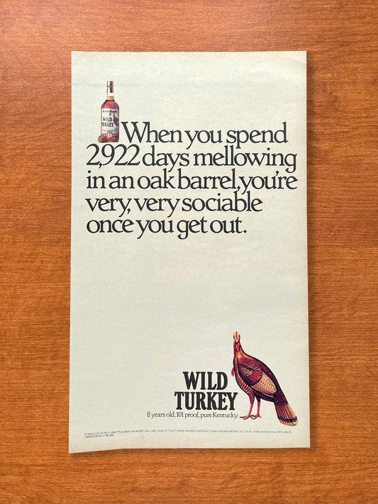 1988 Wild Turkey Bourbon Whiskey "2,922 days mellowing" Advertisement