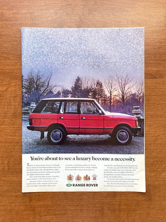 1989 Range Rover "luxury becomes a necessity" Advertisement