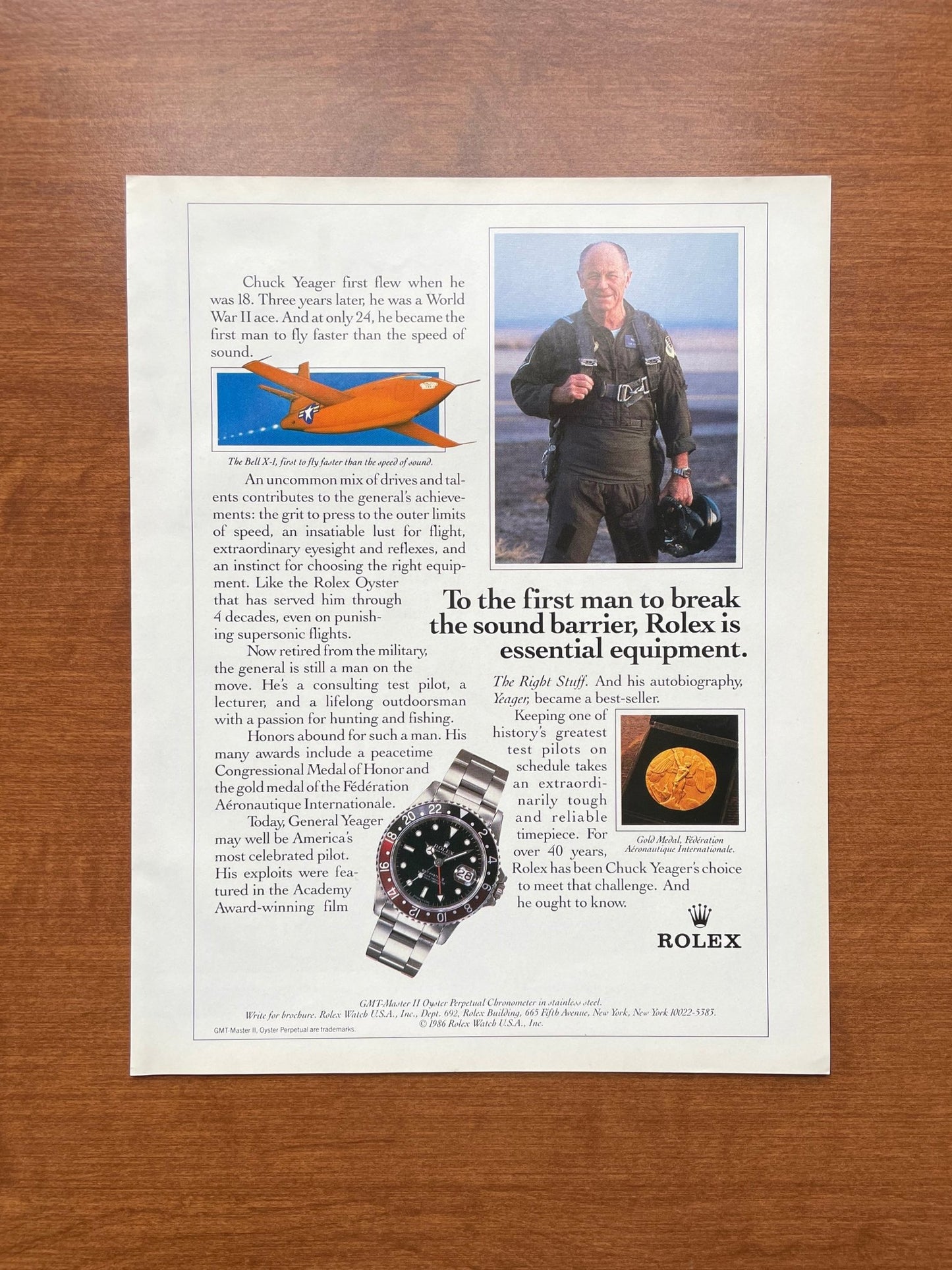 1989 Rolex GMT Master II Ref. 16760 feat. Chuck Yeager Advertisement