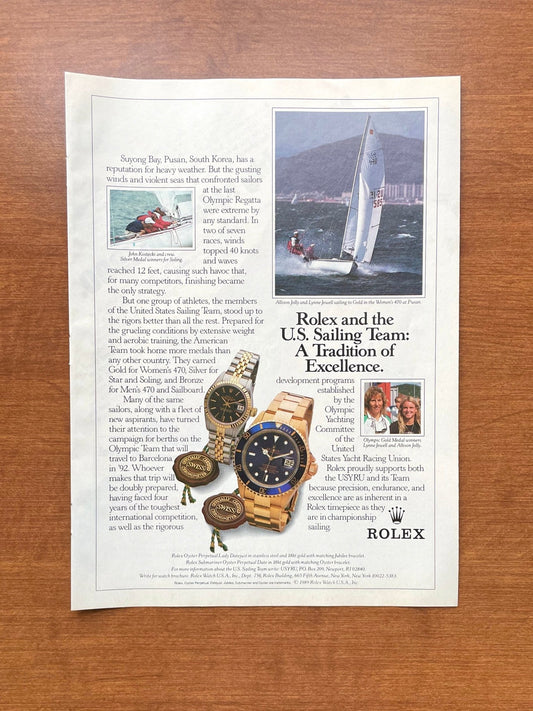 1989 Rolex Submariner Ref. 16618 "U.S. Sailing Team" Advertisement