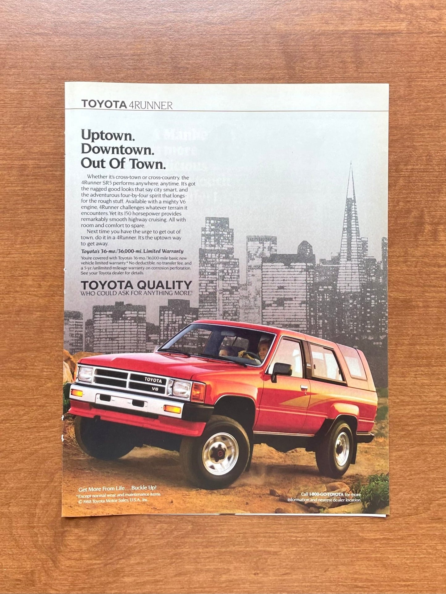 1989 Toyota 4Runner "Uptown. Downtown. Out Of Town." Advertisement