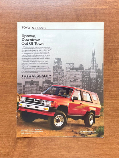 1989 Toyota 4Runner "Uptown. Downtown. Out Of Town." Advertisement