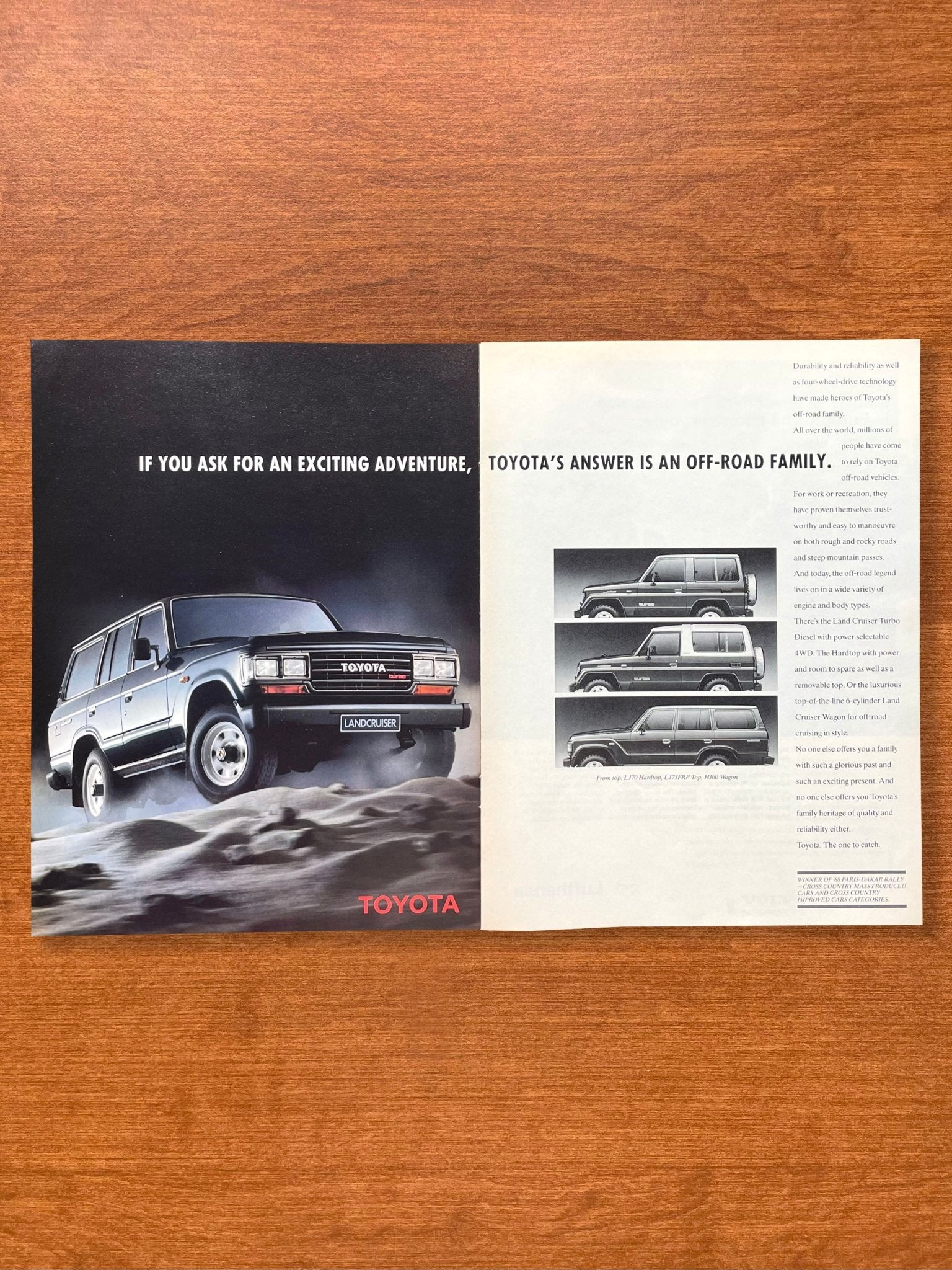 1989 Toyota Land Cruiser "Exciting Adventure" Advertisement