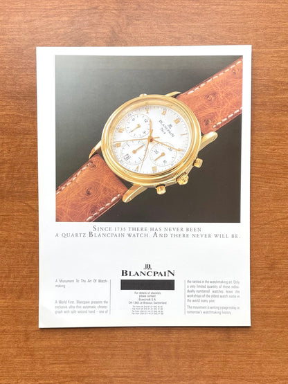 1990 Blancpain Chronograph with Split - Second Hand Advertisement