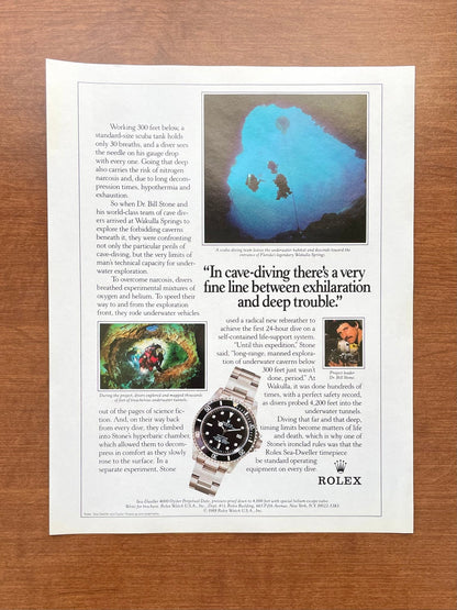 1990 Rolex Sea Dweller Ref. 16600 "cave - diving" Advertisement