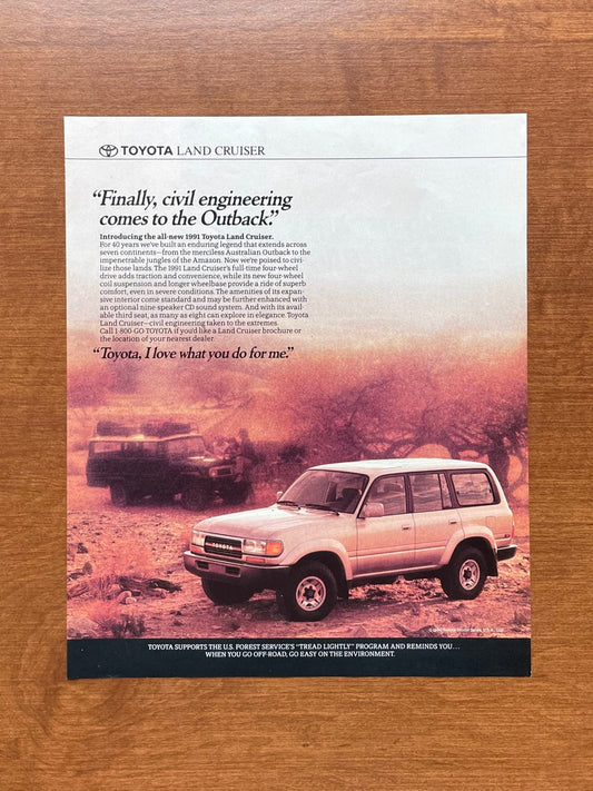1990 Toyota land Cruiser "civil engineering comes to the Outback" Advertisement