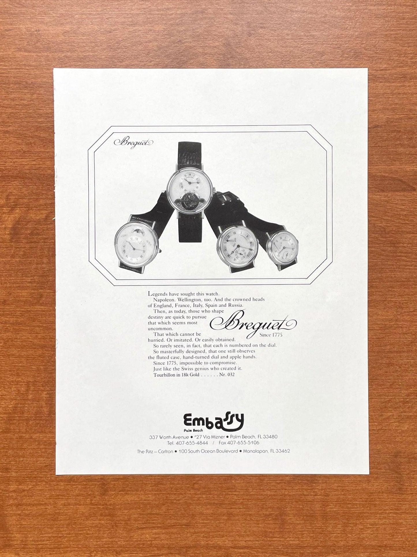 1991 Breguet "Legends have sought this watch" Advertisement