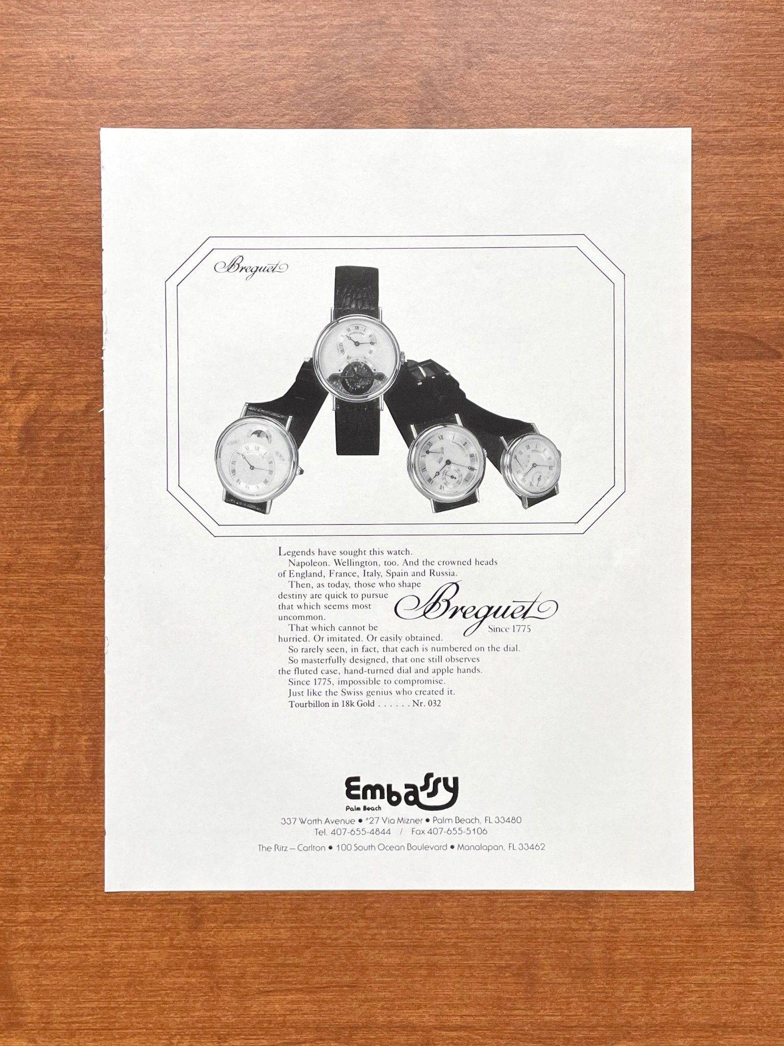 1991 Breguet "Legends have sought this watch" Advertisement