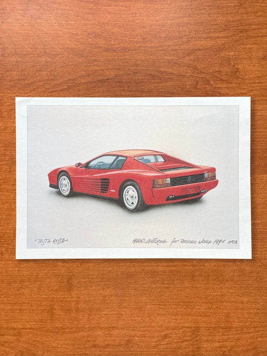 1991 Ferrari Testarossa Artwork Original Magazine Page Image