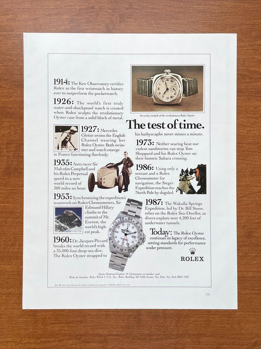 1991 Rolex Explorer II Ref. 16570 "The test of time." Advertisement