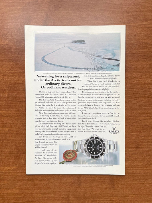 1991 Rolex Submariner Ref. 16610 "Searching for a shipwreck..." Advertisement