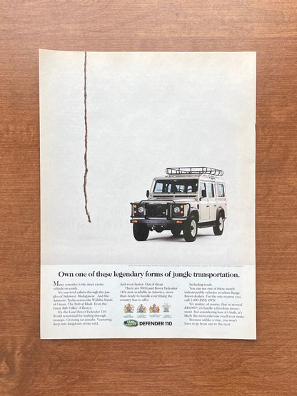 1992 Land Rover Defender 110 "jungle transportation." Advertisement
