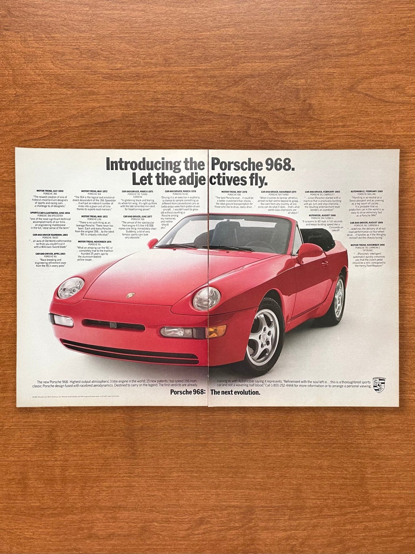 1992 Porsche 968 "Let the adjectives fly" Advertisement