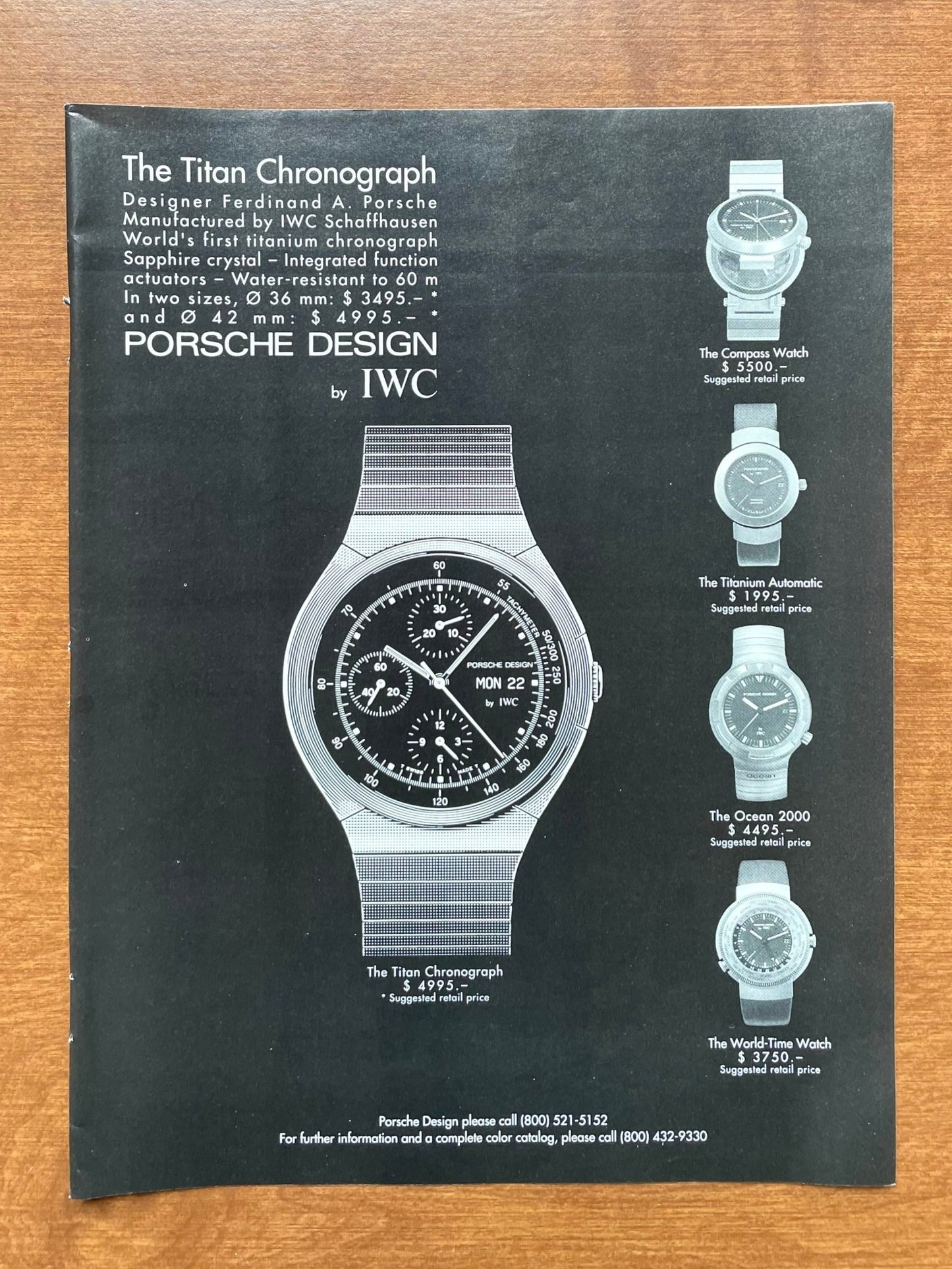 1993 IWC Porsche Designs feat. Titan, Compass, and Ocean Advertisement