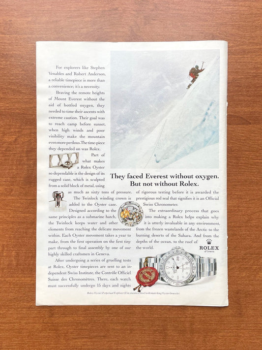 1993 Rolex Explorer II Ref. 16570 "Everest without oxygen" Advertisement