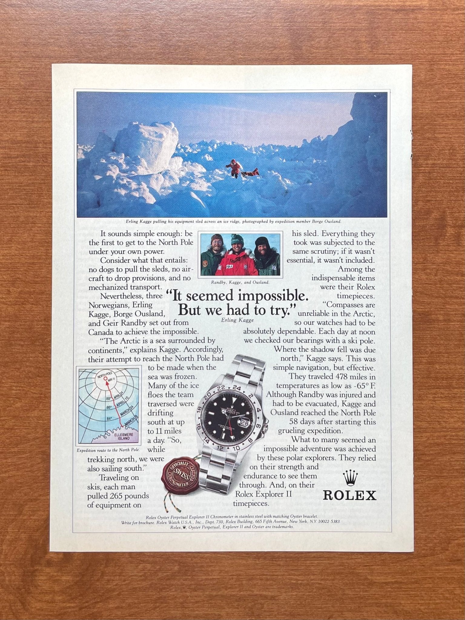 1993 Rolex Explorer II Ref. 16570 "It seemed impossible" Advertisement