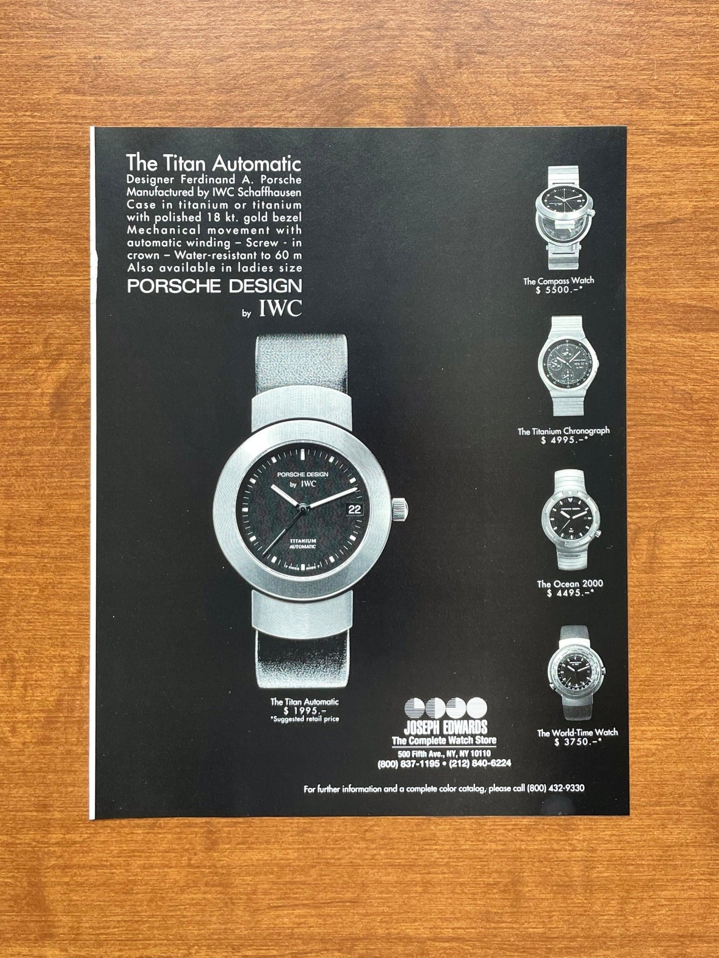 1994 IWC Porsche Designs feat. Titan, Compass, and Ocean Advertisement