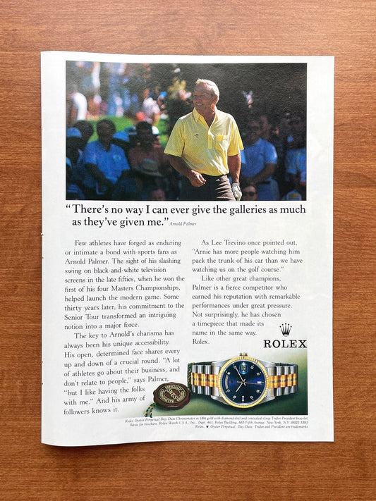 1994 Rolex Tridor Day Date Ref. 18239 feat. Arnold Palmer Advertisement
