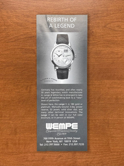1995 A. Lange & Sohne Lange 1 at WEMPE Advertisement