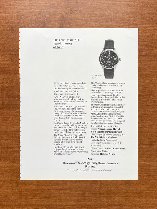 1995 IWC Mark XII Pilot's Watch Advertisement