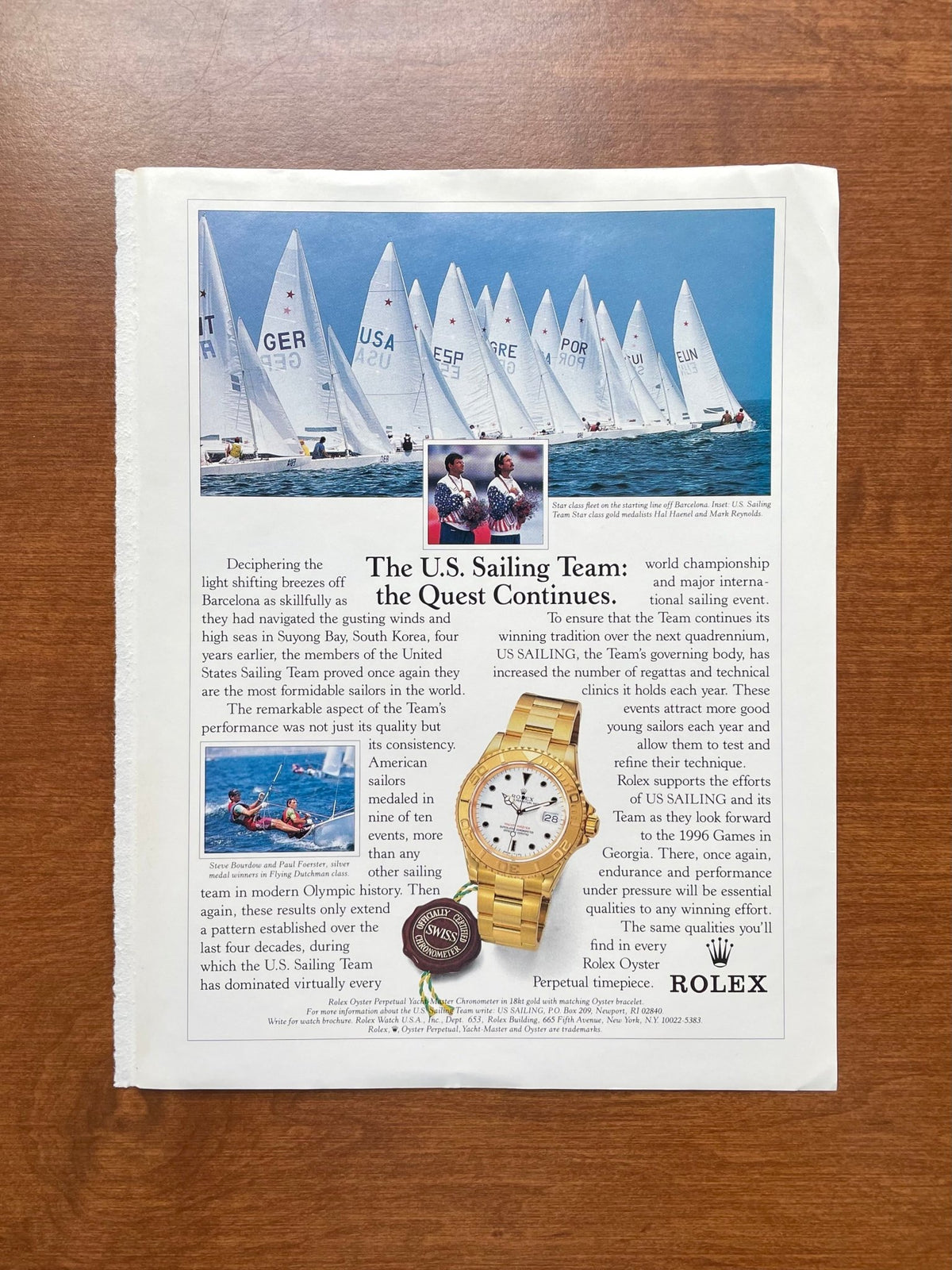 1995 Rolex Yacht-Master Ref. 16628 "U.S. Sailing Team" Advertisement