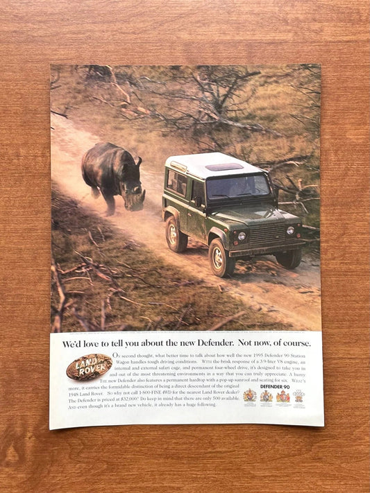 1996 NAS Defender 90 w/ rhino "Not now, of course." Advertisement