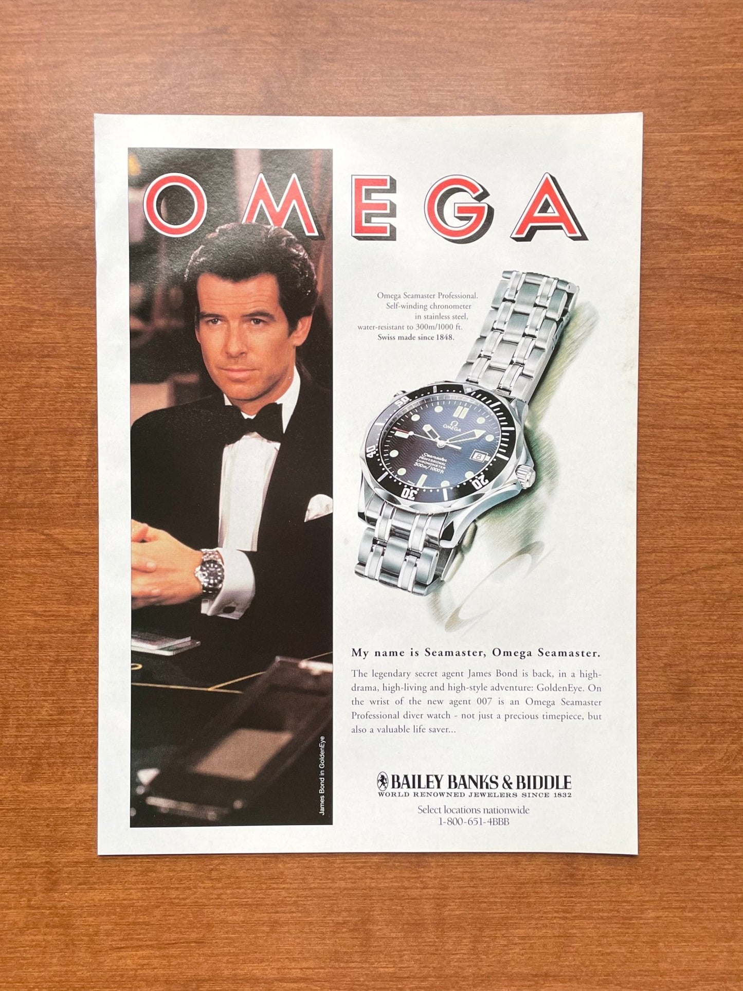 1996 Omega Seamaster Ref. 2531.80 "GoldenEye" feat. James Bond 007 Advertisement