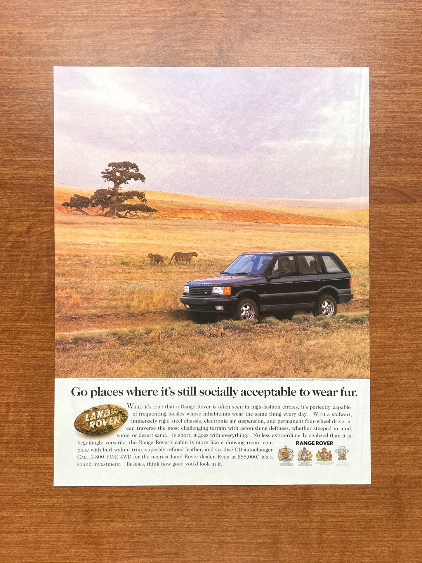 1996 Range Rover "socially acceptable to wear fur." Advertisement