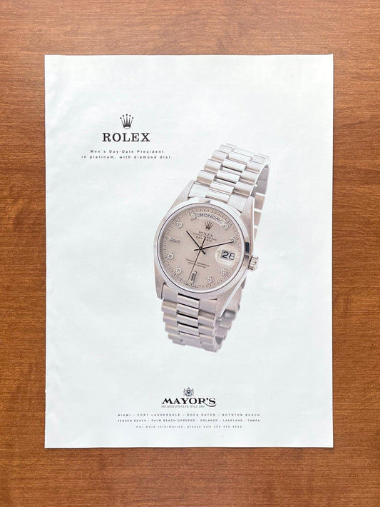 1996 Rolex Platinum Day Date Ref. 18206 Advertisement