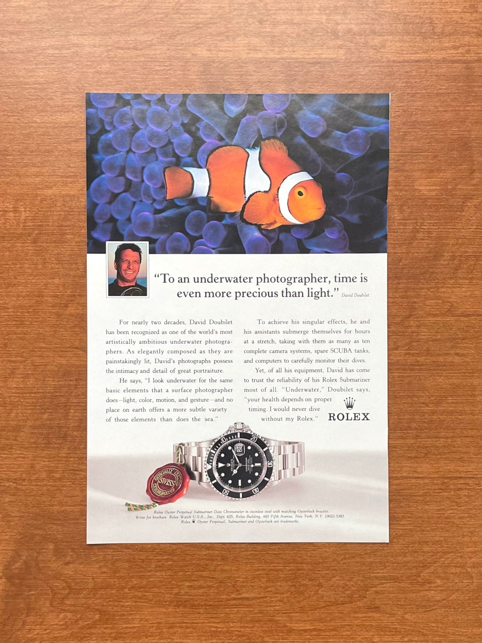 1996 Rolex Submariner Ref. 16610 with Clownfish Advertisement | Ad