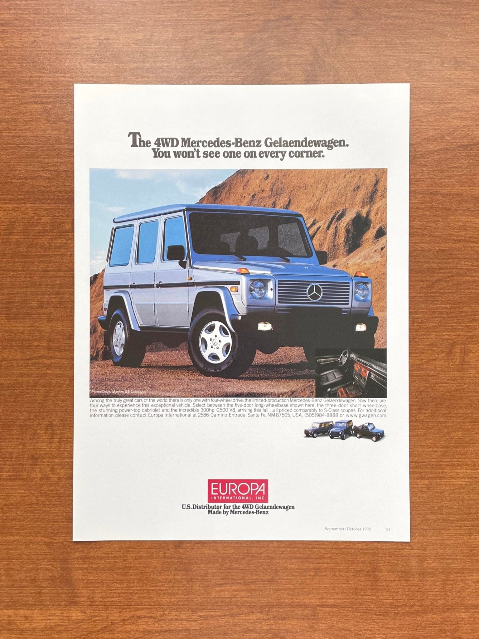 1998 Mercedes Benz G - Wagen Europa Advertisement