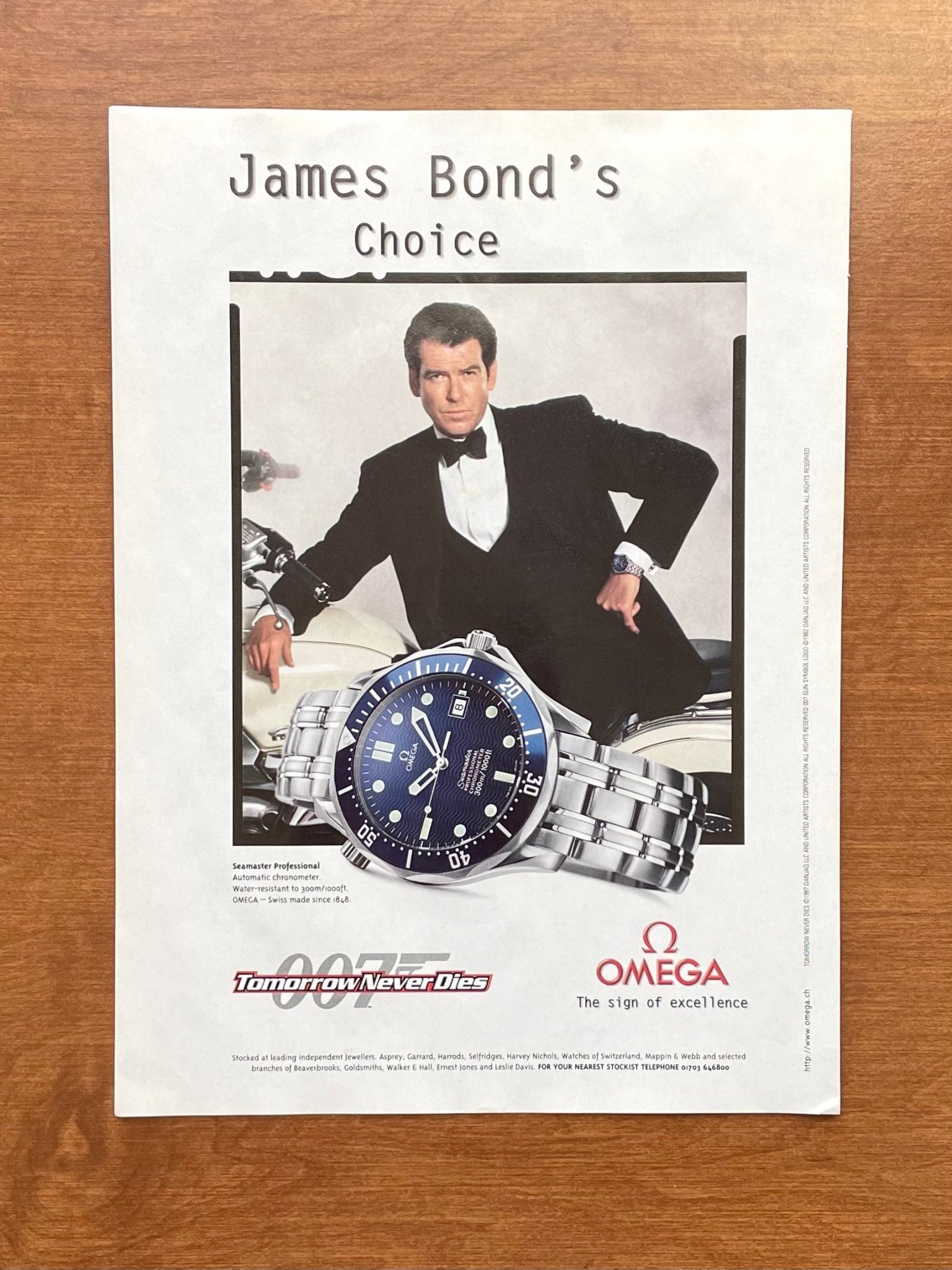 1998 Omega Seamaster "Tomorrow Never Dies" 007 Advertisement