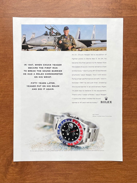 1998 Rolex "Pepsi" GMT Master Ref. 16700 feat. Chuck Yeager Advertisement