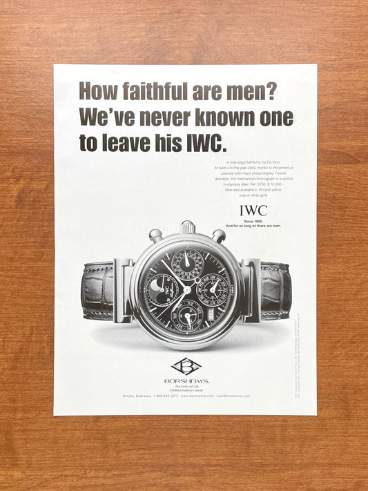 1999 IWC Da Vinci Ref. 3750 "How faithful are men?" Advertisement