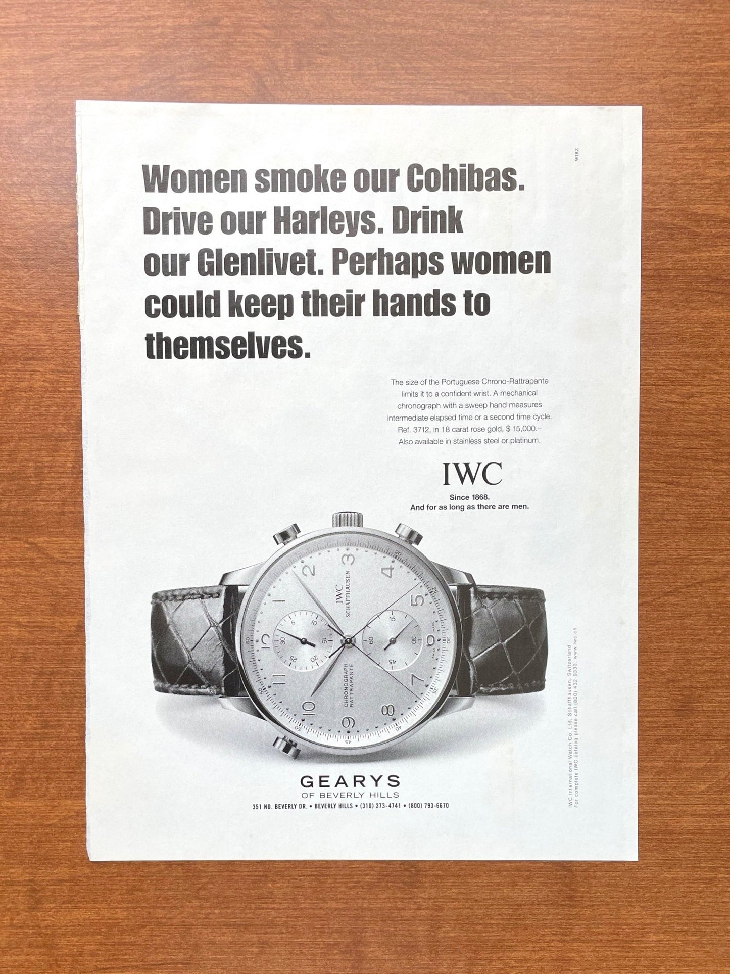 1999 IWC Portuguese Chrono - Rattrapante Ref. 3712 at Gearys Advertisement