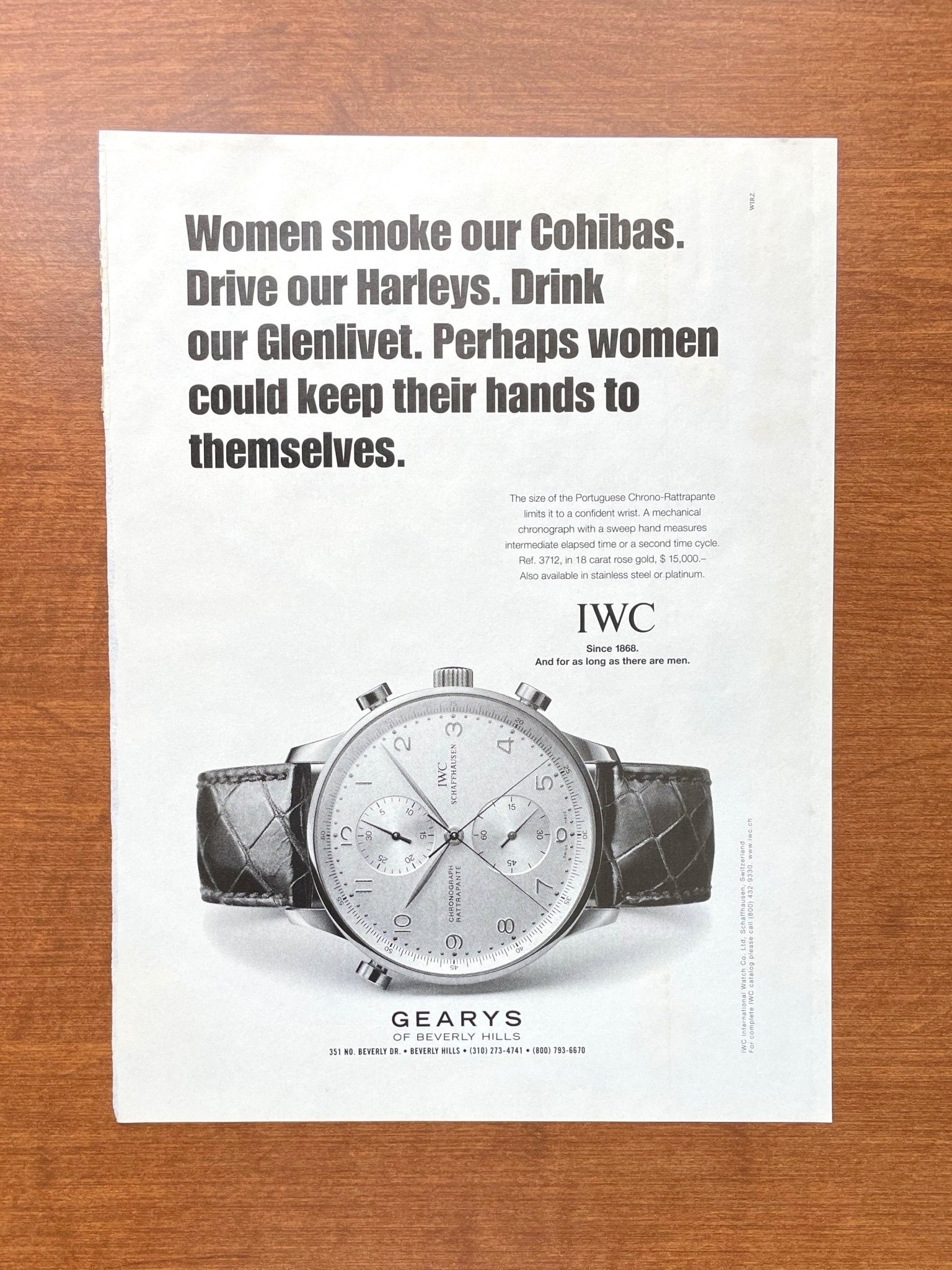 1999 IWC Portuguese Chrono - Rattrapante Ref. 3712 at Gearys Advertisement