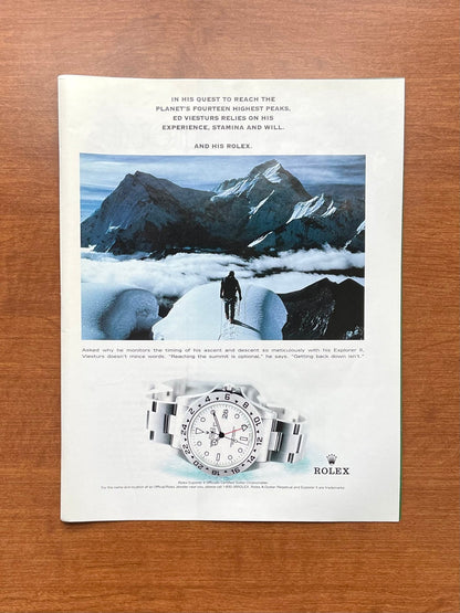 1999 Rolex Explorer II Ref. 16570 "Experience, Stamina and Will." Advertisement