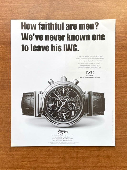 2001 IWC Da Vinci Ref. 3750 "How faithful are men?" Advertisement