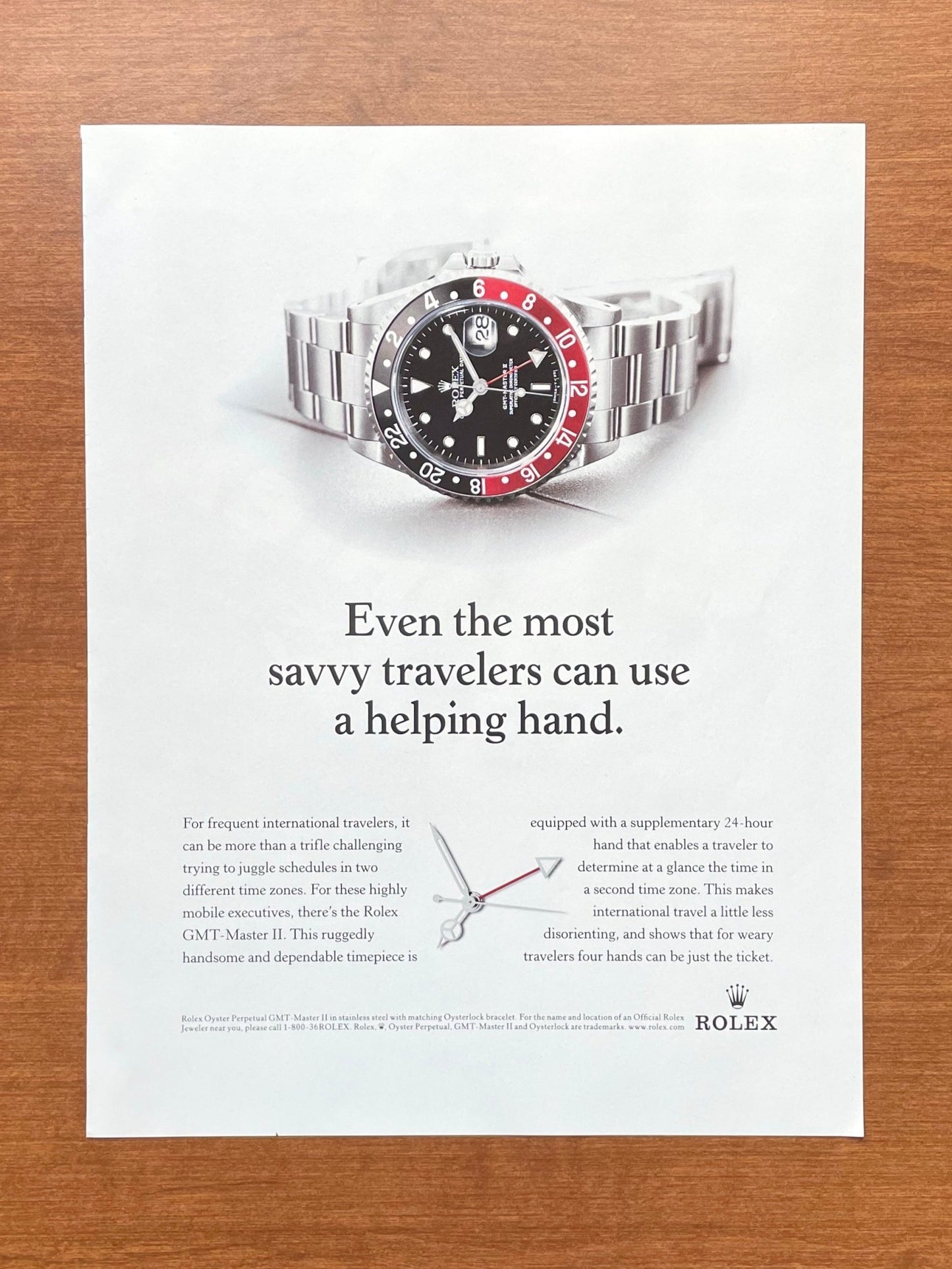2001 Rolex GMT Master Ref. 16710 "savvy travelers..." Advertisement