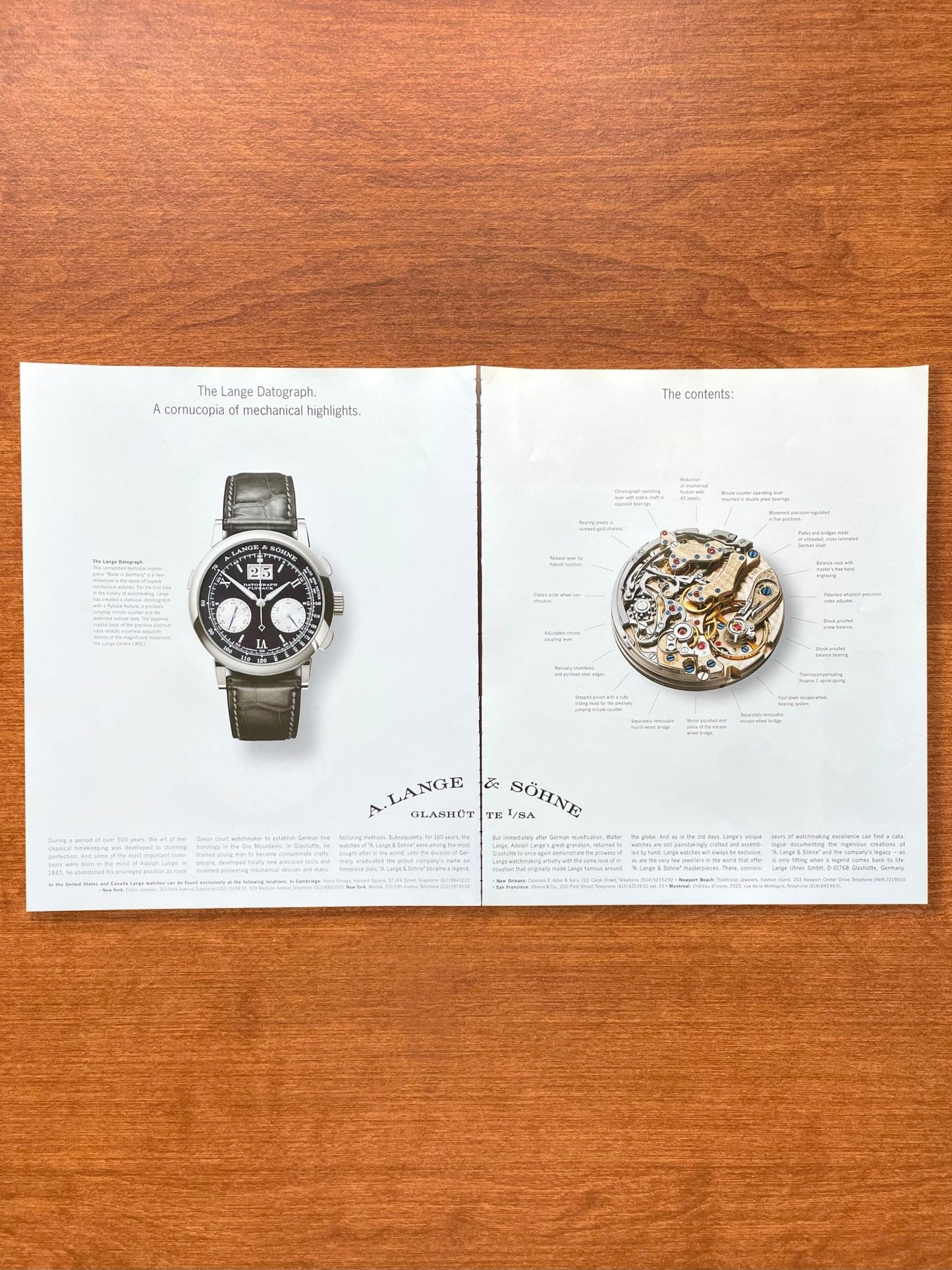 2002 A. Lange & Sohne Datograph with movement Advertisement