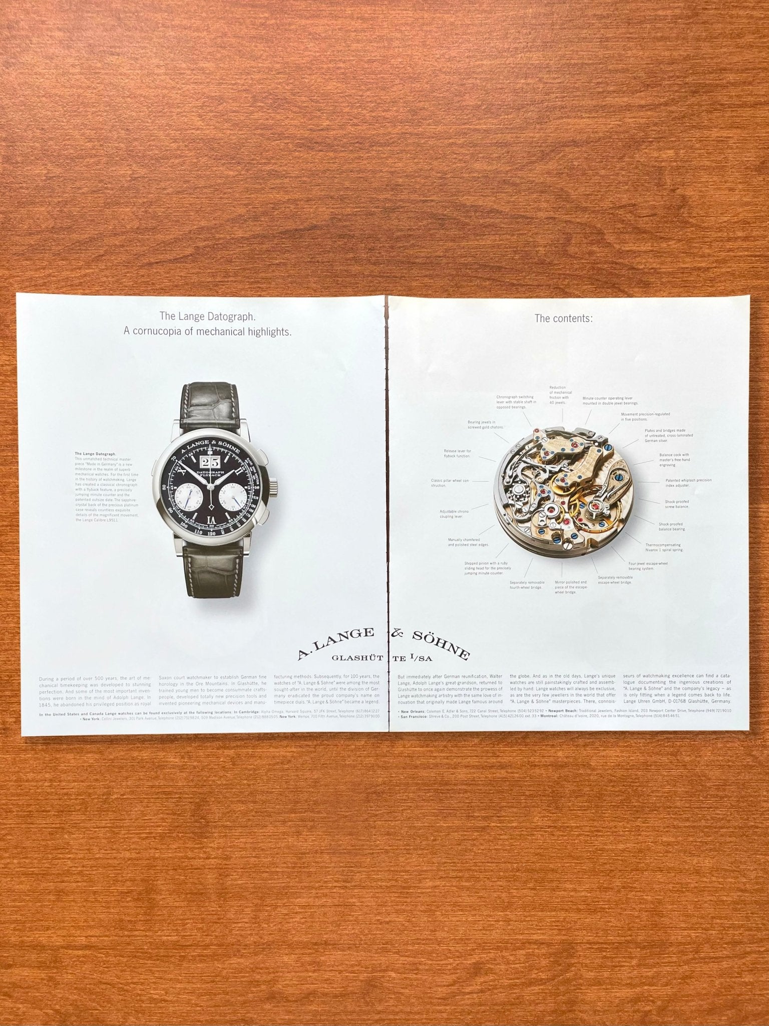 2002 A. Lange & Sohne Datograph with movement Advertisement